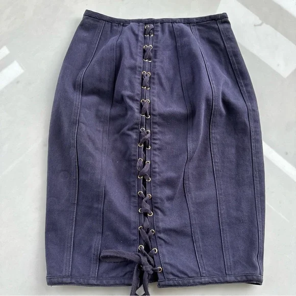 SOLD Jean Paul Gaultier Junior Gaultier Vintage 1988 Corset Lace-Up Denim Skirt - Picture 5 of 13